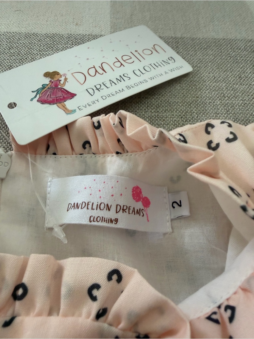 Boutique Girls Pink Ruffle Dress Shorts Matching Set Size 2 Tiered Geometric NWT - Picture 12 of 12